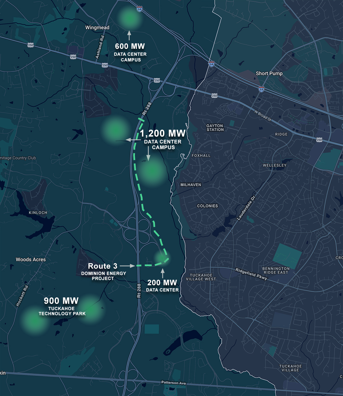 Map of the proposed data center locations